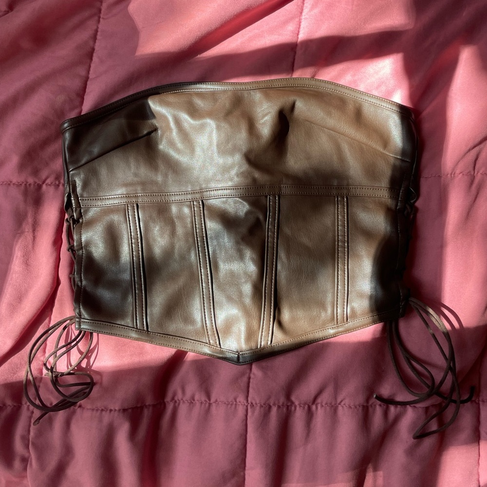 I.am.Gia brown leather corset